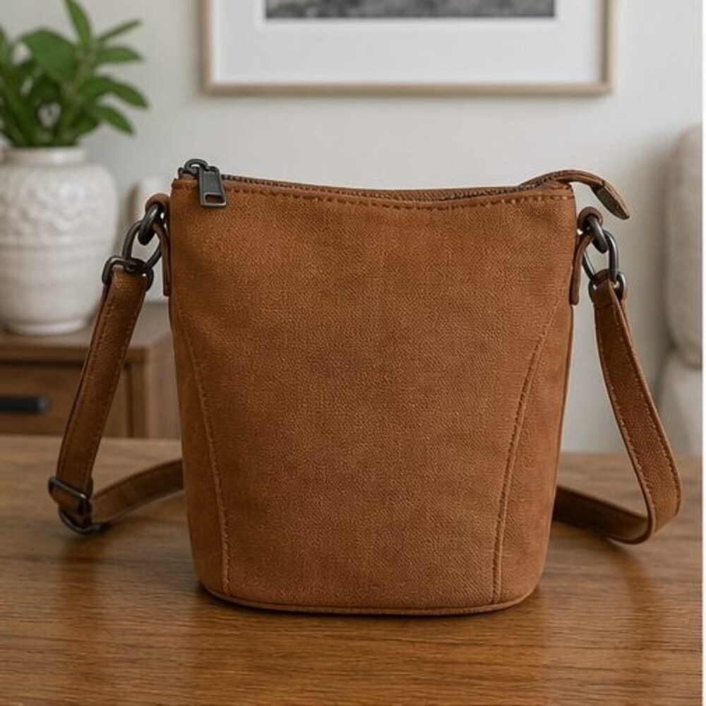 Cognac Canvas Crossbody Bag